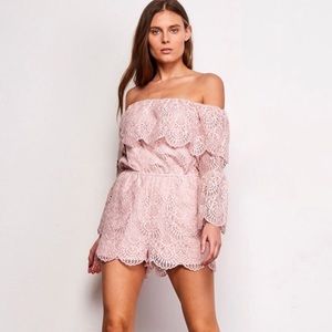 BB Dakota Dusty Rose Kennedy Lace Romper, Sm